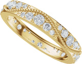 14K Gold Round Natural Diamond Eternity Band – 2.3 mm Stones - Yellow Gold - view 5