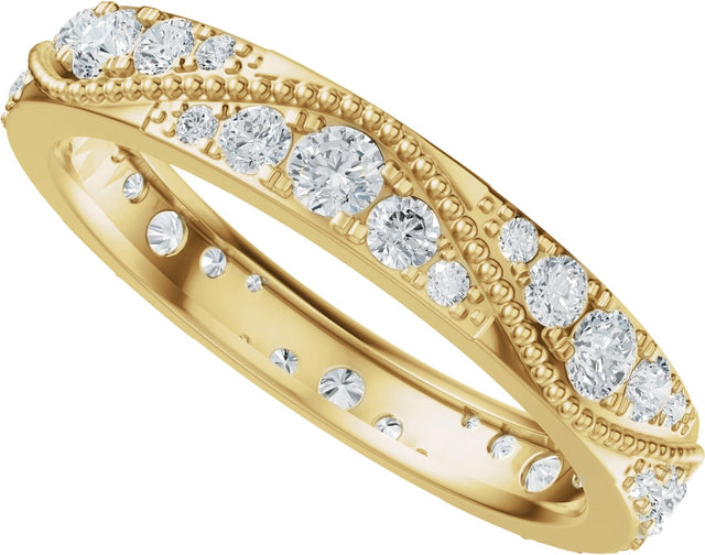 14K Gold Round Natural Diamond Eternity Band – 2.3 mm Stones - Yellow Gold - view 5