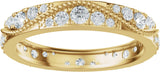 14K Gold Round Natural Diamond Eternity Band – 2.3 mm Stones - Yellow Gold - view 3