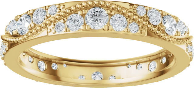 14K Gold Round Natural Diamond Eternity Band – 2.3 mm Stones - Yellow Gold - view 3