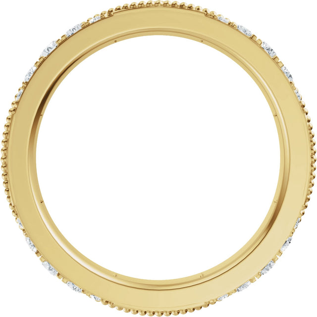 14K Gold Round Natural Diamond Eternity Band – 2.3 mm Stones - Yellow Gold - view 2