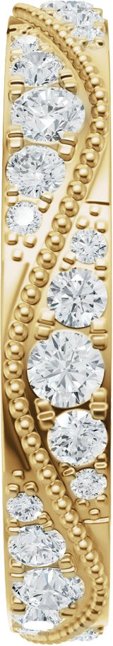 14K Gold Round Lab-Grown Diamond Eternity Band – 2.3 mm Stones - Yellow Gold - view 4