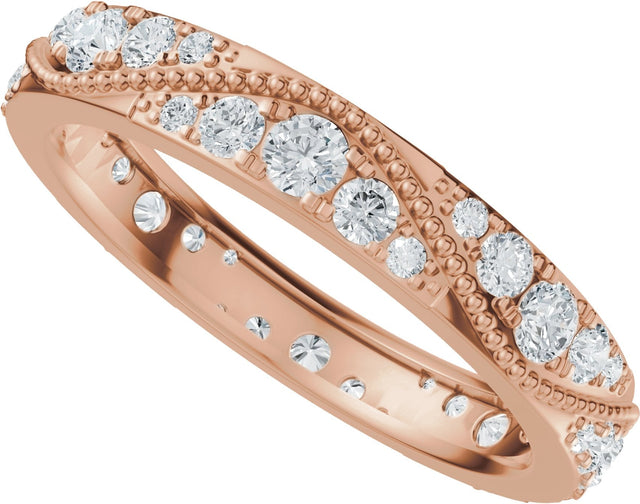 14K Gold Round Lab-Grown Diamond Eternity Band – 2.3 mm Stones - Rose Gold - view 5