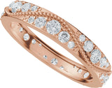 14K Gold Round Natural Diamond Eternity Band – 2.3 mm Stones - Rose Gold - view 5