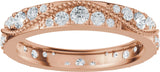 14K Gold Round Natural Diamond Eternity Band – 2.3 mm Stones - Rose Gold - view 3
