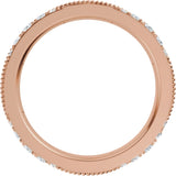 14K Gold Round Natural Diamond Eternity Band – 2.3 mm Stones - Rose Gold - view 2