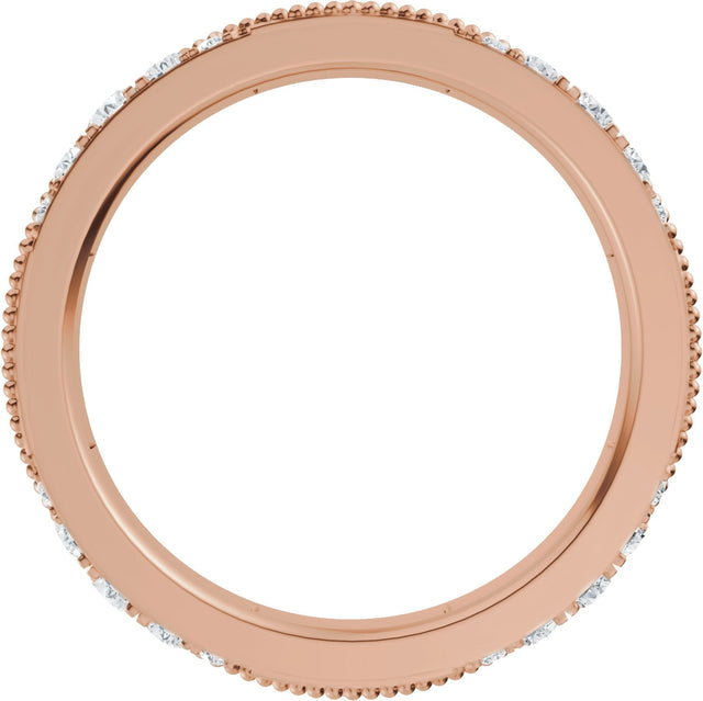 14K Gold Round Natural Diamond Eternity Band – 2.3 mm Stones - Rose Gold - view 2