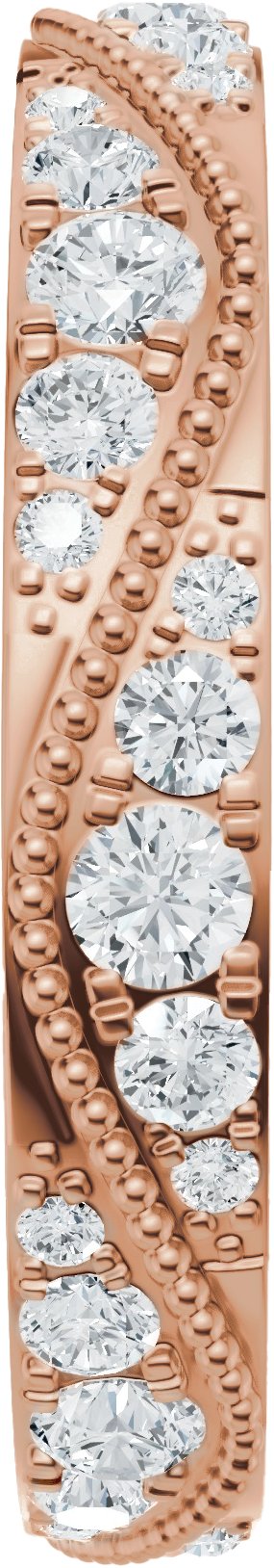 14K Gold Round Natural Diamond Eternity Band – 2.3 mm Stones - Rose Gold - view 4