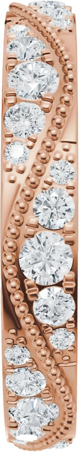 14K Gold Round Lab-Grown Diamond Eternity Band – 2.3 mm Stones - Rose Gold - view 4