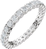14K Gold Round Natural Diamond Eternity Band – 2 mm Stones (9/10–1 1/8 CTW) - White Gold