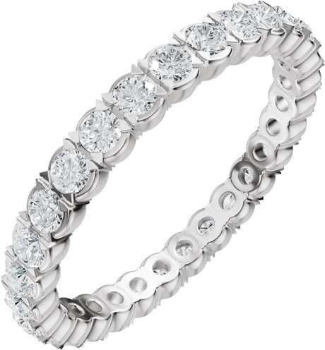 14K Gold Round Lab-Grown Diamond Eternity Band – 2 mm Stones (9/10–1 1/8 CTW) - White Gold
