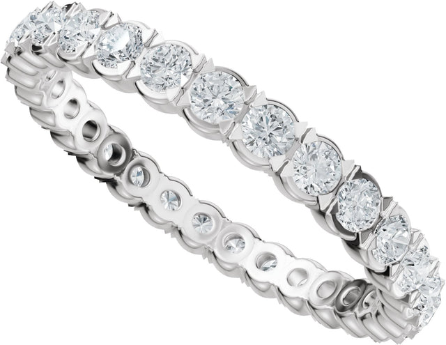 14K Gold Round Lab-Grown Diamond Eternity Band – 2 mm Stones (9/10–1 1/8 CTW) - White Gold - view 5