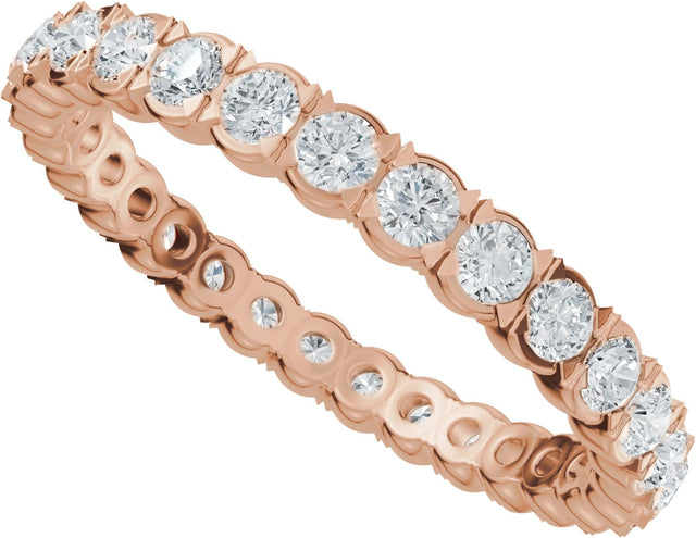 14K Gold Round Lab-Grown Diamond Eternity Band – 2 mm Stones (9/10–1 1/8 CTW) - Rose Gold - view 5