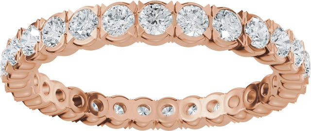 14K Gold Round Lab-Grown Diamond Eternity Band – 2 mm Stones (9/10–1 1/8 CTW) - Rose Gold - view 3