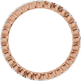 14K Gold Round Natural Diamond Eternity Band – 2 mm Stones (9/10–1 1/8 CTW) - Rose Gold - view 2
