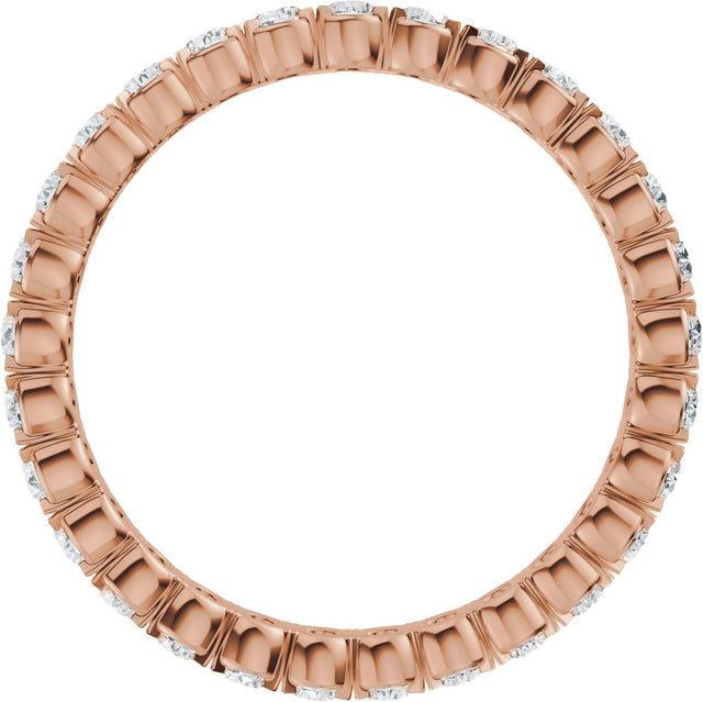 14K Gold Round Natural Diamond Eternity Band – 2 mm Stones (9/10–1 1/8 CTW) - Rose Gold - view 2