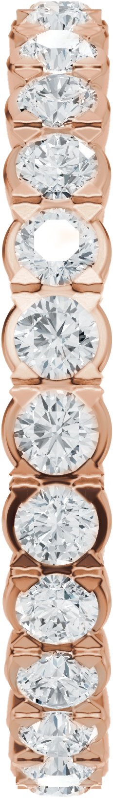 14K Gold Round Natural Diamond Eternity Band – 2 mm Stones (9/10–1 1/8 CTW) - Rose Gold - view 3