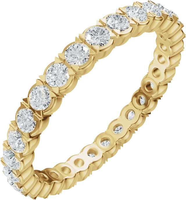 14K Gold Round Lab-Grown Diamond Eternity Band – 2 mm Stones (9/10–1 1/8 CTW) - Yellow Gold