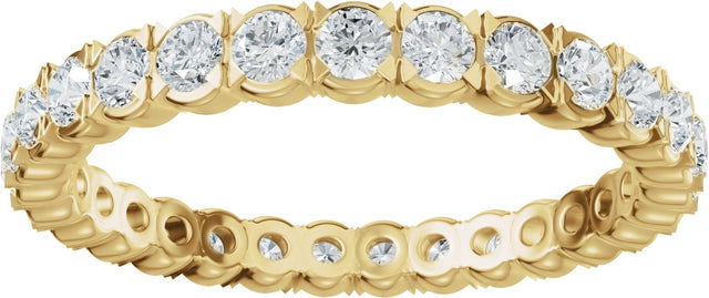 14K Gold Round Natural Diamond Eternity Band – 2 mm Stones (9/10–1 1/8 CTW) - Yellow Gold - view 3