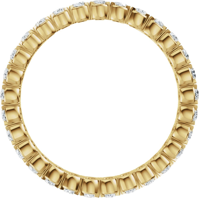 14K Gold Round Natural Diamond Eternity Band – 2 mm Stones (9/10–1 1/8 CTW) - Yellow Gold - view 2
