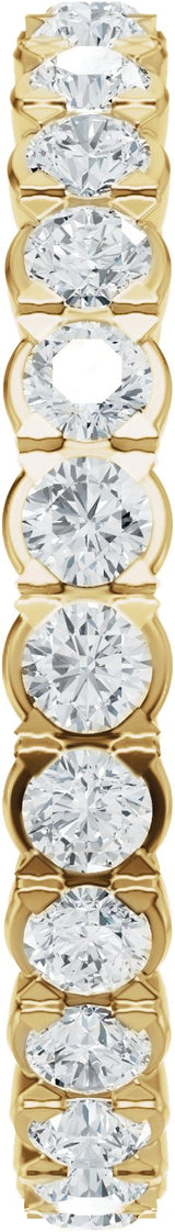14K Gold Round Natural Diamond Eternity Band – 2 mm Stones (9/10–1 1/8 CTW) - Yellow Gold - view 4