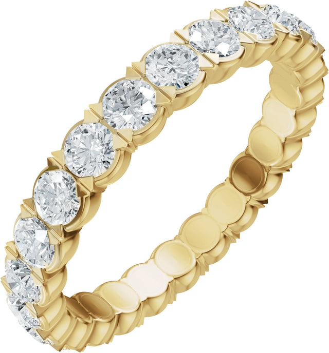 14K Gold Round Lab-Grown Diamond Eternity Band – 2.5 mm Stones (1 1/2–1 3/4 CTW) - Yellow Gold