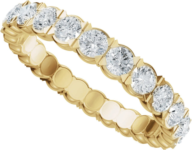 14K Gold Round Lab-Grown Diamond Eternity Band – 2.5 mm Stones (1 1/2–1 3/4 CTW) - Yellow Gold - view 5