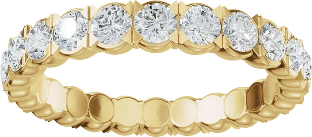 14K Gold Round Lab-Grown Diamond Eternity Band – 2.5 mm Stones (1 1/2–1 3/4 CTW) - Yellow Gold - view 3