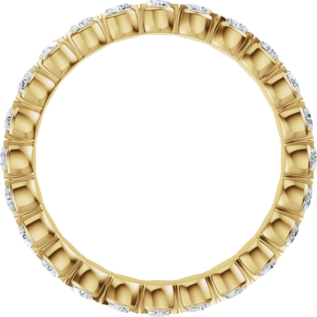 14K Gold Round Natural Diamond Eternity Band – 2.5 mm Stones (1 1/2–1 3/4 CTW) - Yellow Gold - view 2