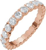 14K Gold Round Natural Diamond Eternity Band – 2.5 mm Stones (1 1/2–1 3/4 CTW) - Rose Gold