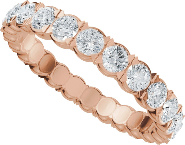 14K Gold Round Lab-Grown Diamond Eternity Band – 2.5 mm Stones (1 1/2–1 3/4 CTW) - Rose Gold - view 5