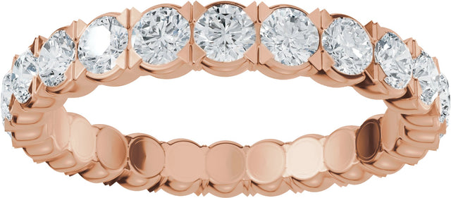 14K Gold Round Lab-Grown Diamond Eternity Band – 2.5 mm Stones (1 1/2–1 3/4 CTW) - Rose Gold - view 3