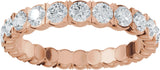 14K Gold Round Natural Diamond Eternity Band – 2.5 mm Stones (1 1/2–1 3/4 CTW) - Rose Gold - view 3