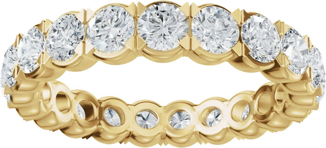 14K Gold Round Natural Diamond Eternity Band – 3 mm Stones (1 7/8–2 1/5 CTW) - Yellow Gold - view 3