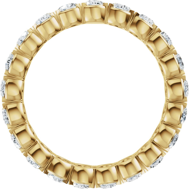 14K Gold Round Natural Diamond Eternity Band – 3 mm Stones (1 7/8–2 1/5 CTW) - Yellow Gold - view 2