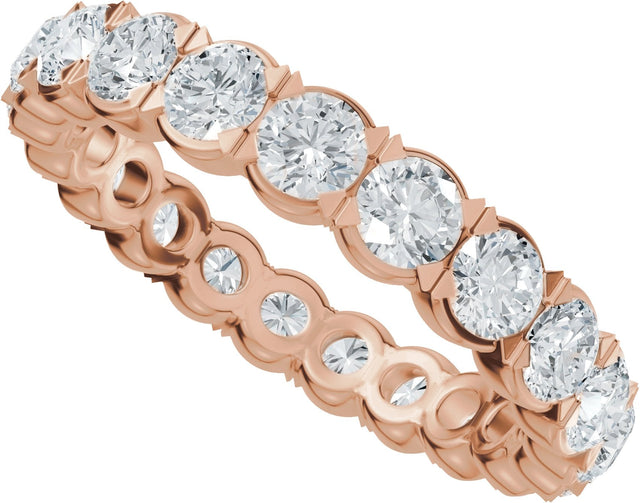 14K Gold Round Natural Diamond Eternity Band – 3 mm Stones (1 7/8–2 1/5 CTW) - Rose Gold - view 5