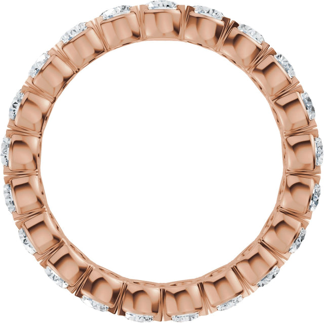 14K Gold Round Natural Diamond Eternity Band – 3 mm Stones (1 7/8–2 1/5 CTW) - Rose Gold - view 2