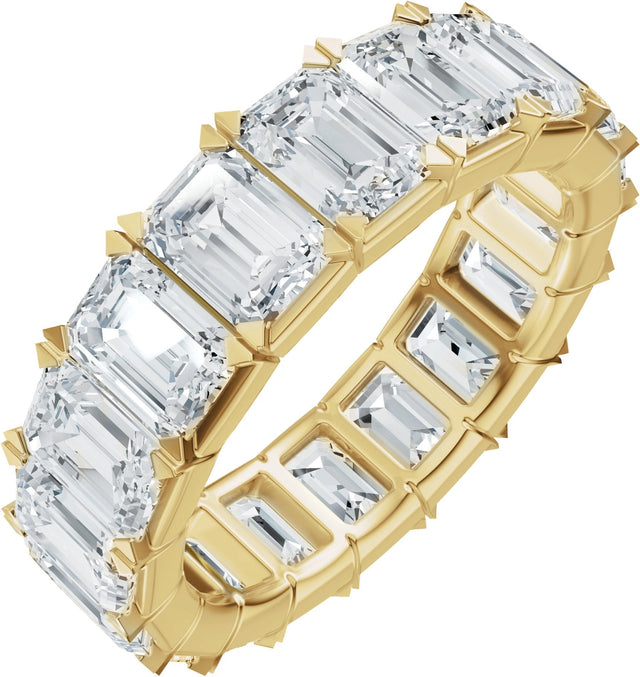 14K Gold Emerald Lab-Grown Diamond Eternity Band – 5x3.5 mm Stones - Yellow Gold