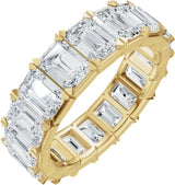 14K Gold Emerald Natural Diamond Eternity Band – 5x3.5 mm Stones - Yellow Gold