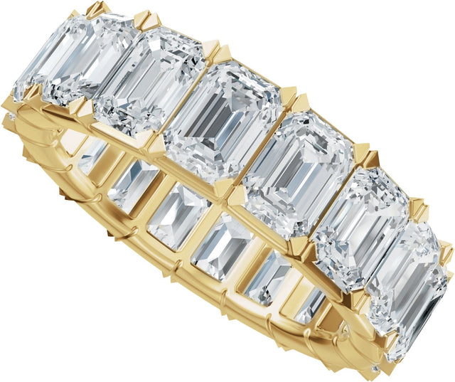 14K Gold Emerald Lab-Grown Diamond Eternity Band – 5x3.5 mm Stones - Yellow Gold - view 5