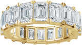 14K Gold Emerald Lab-Grown Diamond Eternity Band – 5x3.5 mm Stones - Yellow Gold - view 3