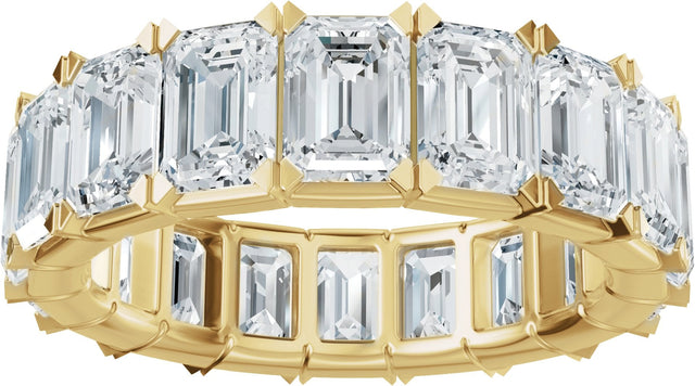 14K Gold Emerald Lab-Grown Diamond Eternity Band – 5x3.5 mm Stones - Yellow Gold - view 3