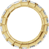14K Gold Emerald Natural Diamond Eternity Band – 5x3.5 mm Stones - Yellow Gold - view 2