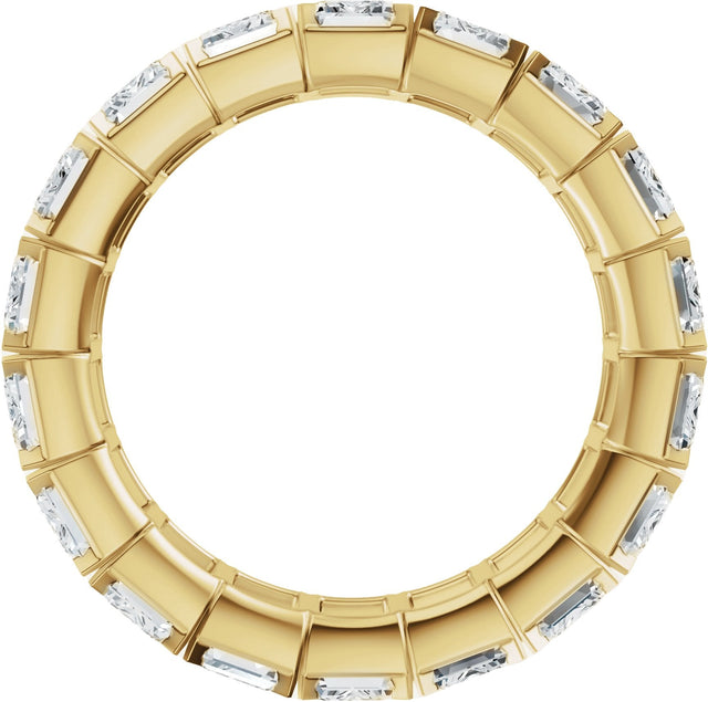 14K Gold Emerald Lab-Grown Diamond Eternity Band – 5x3.5 mm Stones - Yellow Gold - view 2