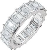 14K Gold Emerald Lab-Grown Diamond Eternity Band – 5x3.5 mm Stones - White Gold