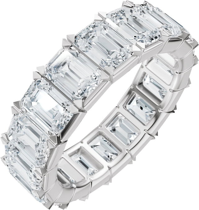 14K Gold Emerald Natural Diamond Eternity Band – 5x3.5 mm Stones - White Gold