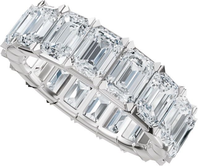 14K Gold Emerald Lab-Grown Diamond Eternity Band – 5x3.5 mm Stones - White Gold - view 5