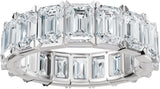 14K Gold Emerald Lab-Grown Diamond Eternity Band – 5x3.5 mm Stones - White Gold - view 3