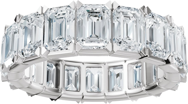 14K Gold Emerald Lab-Grown Diamond Eternity Band – 5x3.5 mm Stones - White Gold - view 3