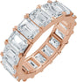 14K Gold Emerald Natural Diamond Eternity Band – 5x3.5 mm Stones - Rose Gold